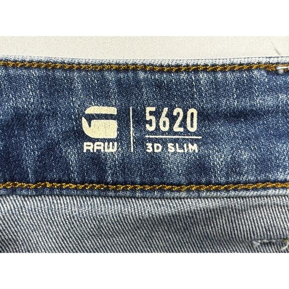 G-Star Raw Men's 5620 3D Slim Patch Knee Blue Denim Jeans - Size 31x32 (31x30.5) - Picture 4 of 7